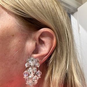 Vintage 1960s Crystal Earrings, Clip